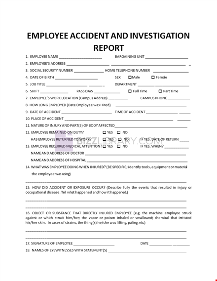 employee accident investigation report template