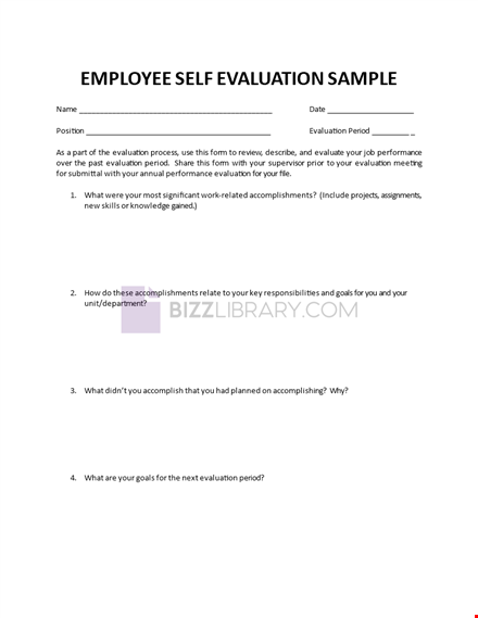 employee self-evaluation sample template