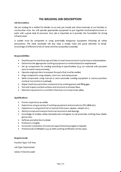 tig welding job description template