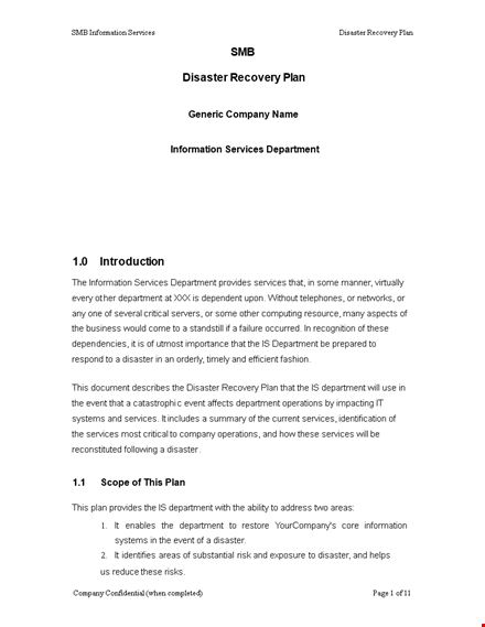disaster recovery plan template: expert services & information for successful recovery template