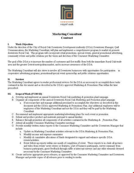 marketing consultant agreement template for downtown - pdf format template