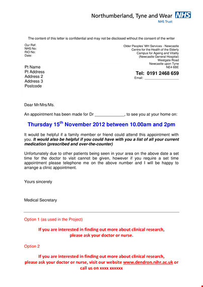 hospital appointment letter format - schedule your doctor appointment with a research letter template