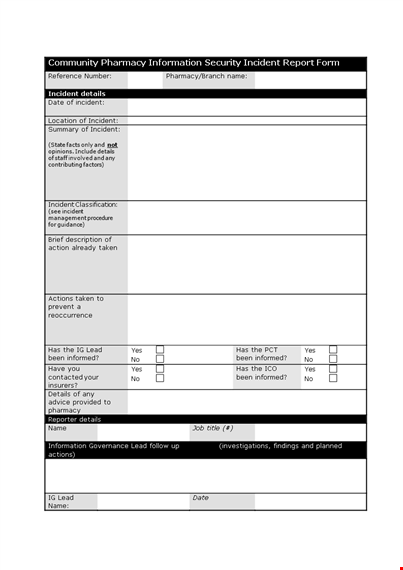 information security incident report template