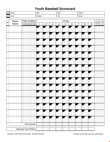 youth baseball score sheet template