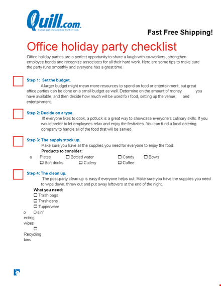 office holiday party checklist - plan a fun and memorable party for everyone template