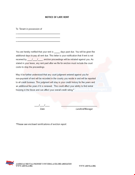 late rent notice template - eviction & credit - download now template