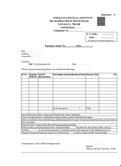 efficient purchase order management | save on taxes & time template