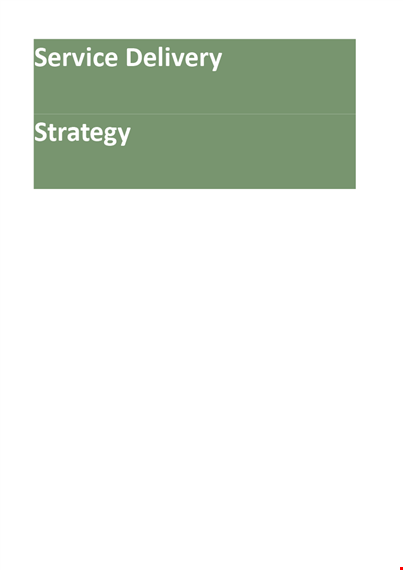 service delivery strategy template template