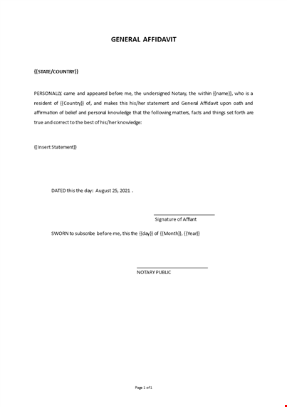 general affidavit template