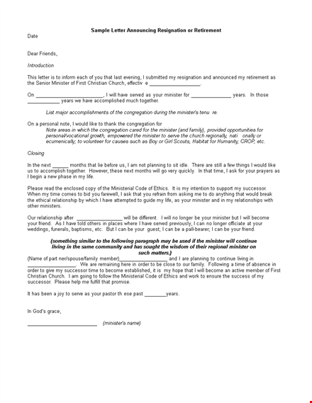voluntary retirement resignation letter template