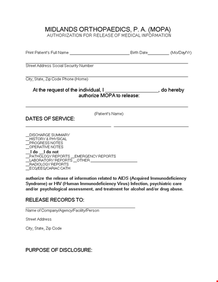 authorize the release of medical reports and patient information with our form template