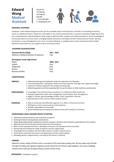 modern medical assistant resume - optimize your career with expertise in medical procedures | dayjob template