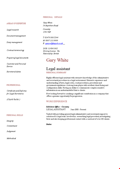 legal associate template