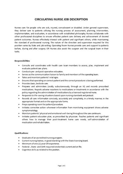 circulating nurse job description template