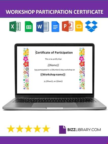 workshop participation certificate template