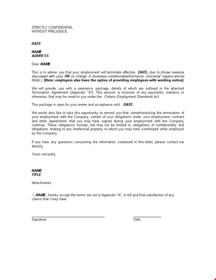 printable employee termination letter template