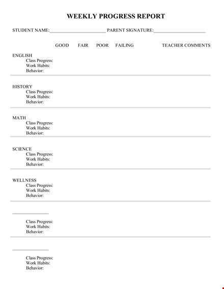 weekly progress template