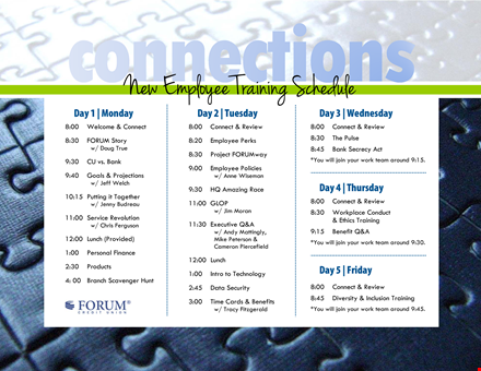 free employee training schedule template template