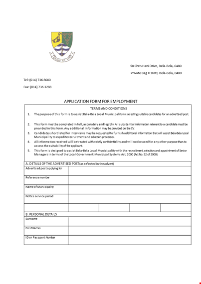 senior job application form: submit information & details to the municipality template