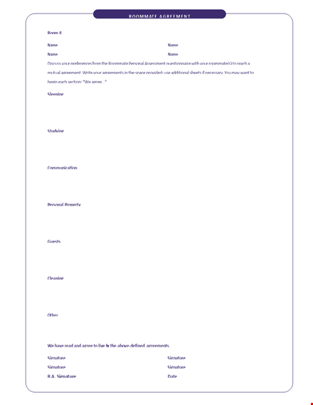 roommate agreement template - create cohesive living arrangements template