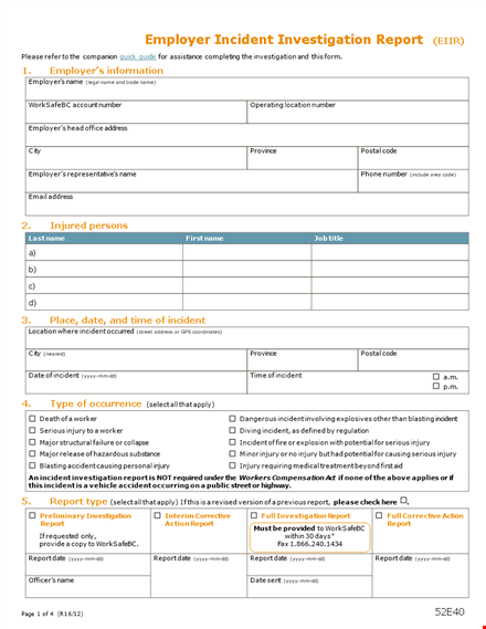 efficient incident report template for comprehensive investigation template