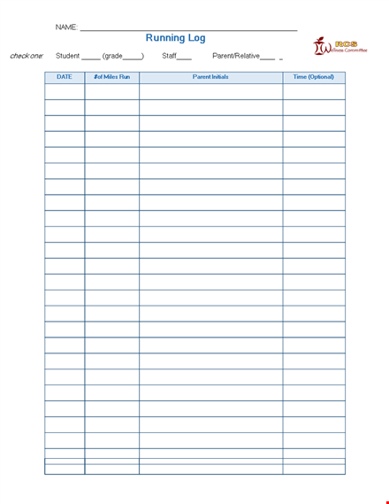 running log template in pdf template