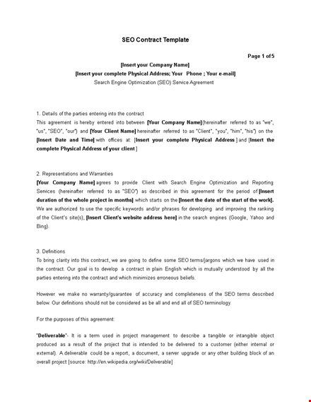 editable sample seo contract template template