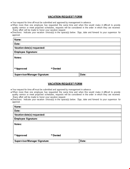 request your vacations with our easy-to-use vacation request form template