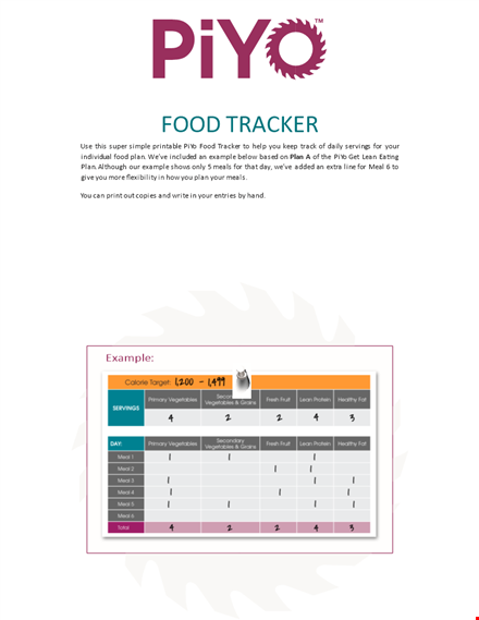 beachbody meal plan tracker template template