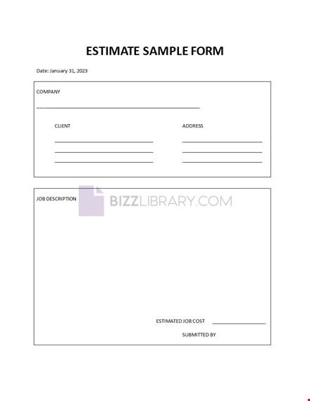 estimate sample form template