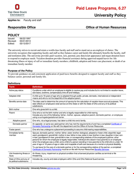 employee leave policy for university template