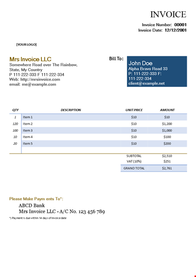 invoice template in word template