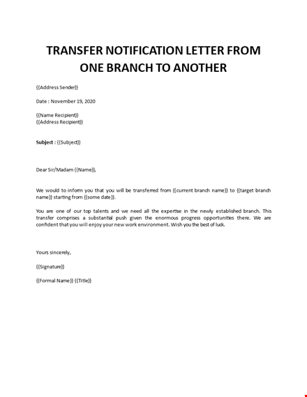 internal transfer letter to another department template