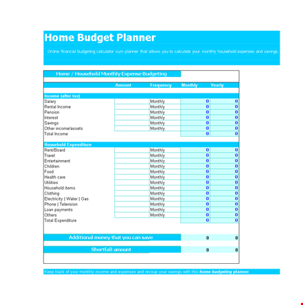 home monthly budget template template