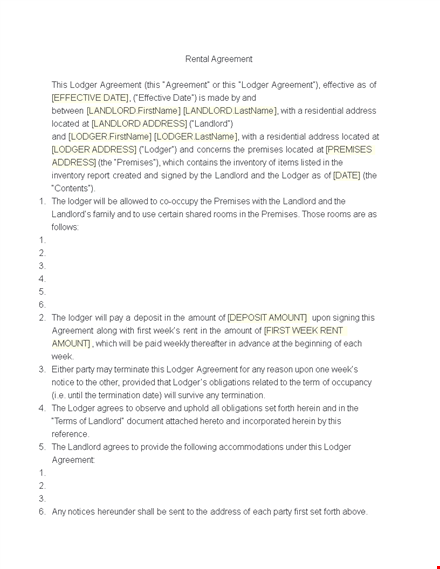 rental application template for landlord agreement | address of premises + lodger template