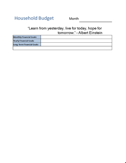 household financial budget template template