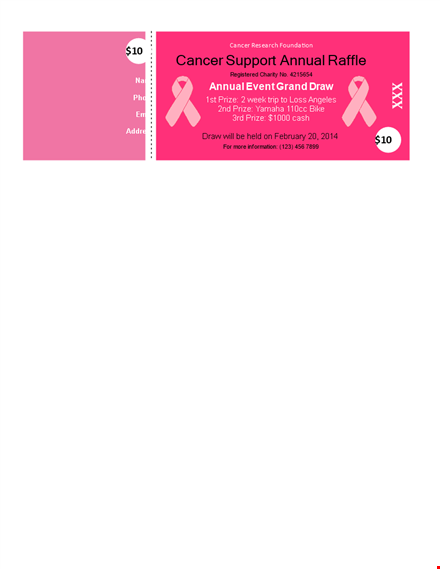 customizable raffle ticket templates for annual foundation cancer charity prize events template