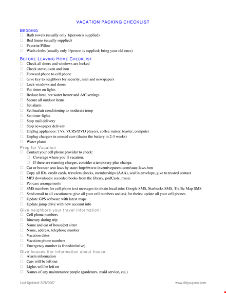 essential packing list template - ensure nothing is left behind template