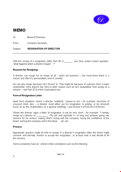 download free director resignation letter example pdf - resignation from company board template