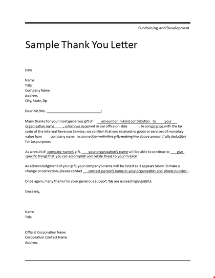 thank you letter sample | company & organization template