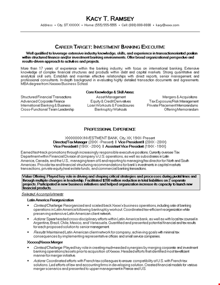 financial banking: investment banker resume template template