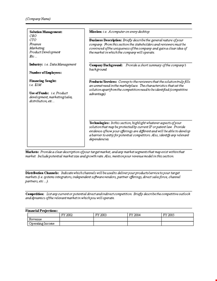 executive summary template - create a compelling company overview template