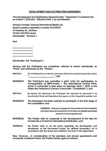 distribution agreement format: arm your participant with a shall-compliant agreement - armoza template