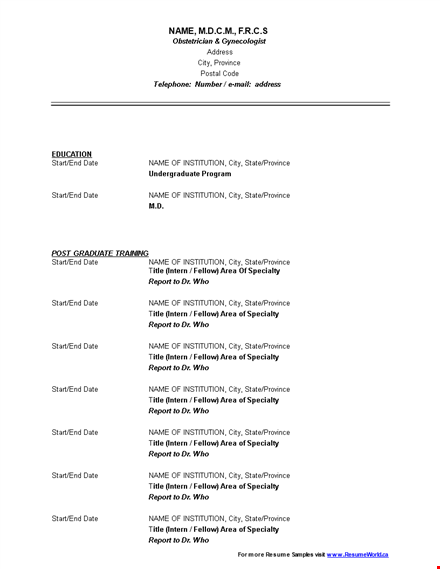 free formal resume format for state and province titles template