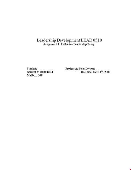 reflective leadership essay sample template