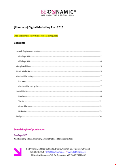 social media digital marketing plan free pdf template download fwywblzrhd template