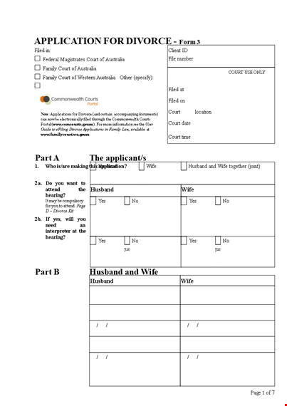 free divorce form template