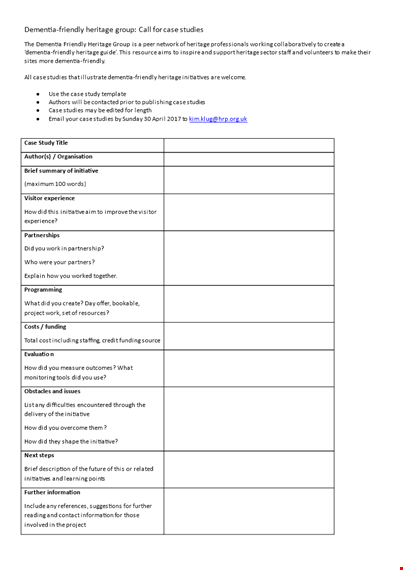 dementia center case study template