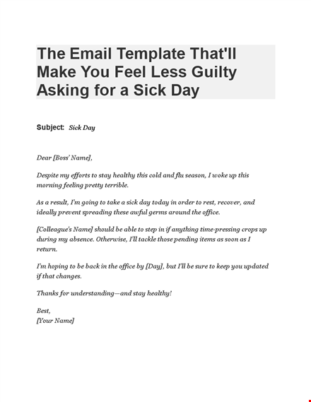 need time off? use our sick leave email template template