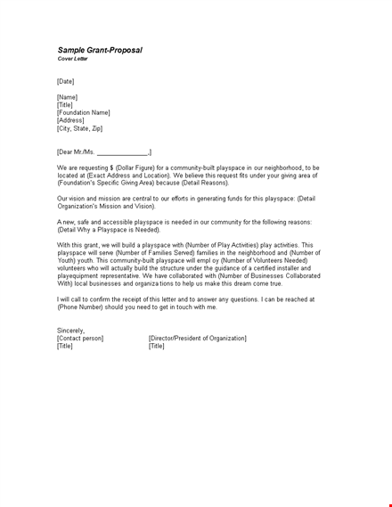 grant application letter format template